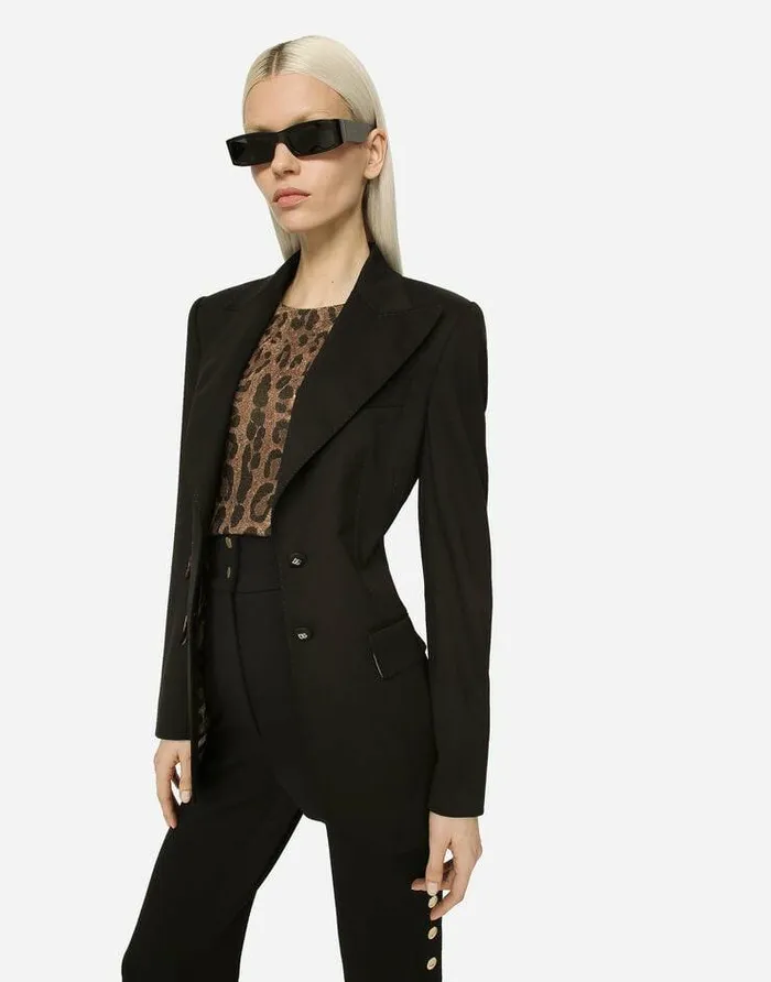 Dolce and Gabbana Blazers Women Gabardine Turlington Jacket With Topstitching Black Dolce and Gabbana Blazers Women Gabardine Turlington Jacket With Topstitching Black