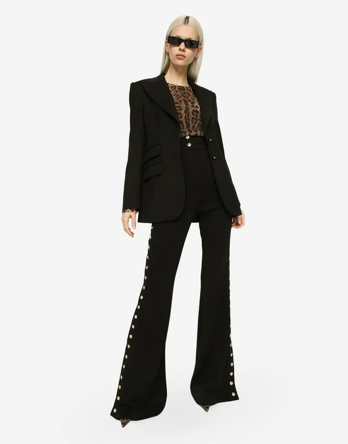 Dolce and Gabbana Blazers Women Gabardine Turlington Jacket With Topstitching Black Dolce and Gabbana Blazers Women Gabardine Turlington Jacket With Topstitching Black
