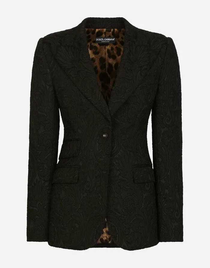 Dolce and Gabbana Blazers Women Ornamental Jacquard Turlington Blazer Black