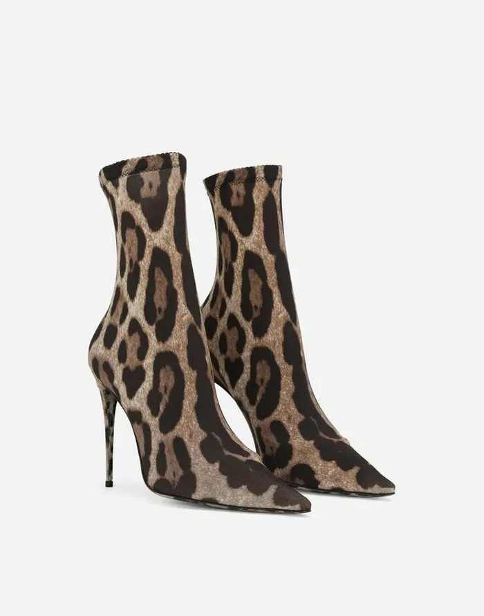 Dolce and Gabbana Boots And Booties Women KIM DOLCEandGABBANA Leopardprint Stretch Fabric Ankle Boots Animal Print Dolce and Gabbana Boots And Booties Women KIM DOLCEandGABBANA Leopardprint Stretch Fabric Ankle Boots Animal Print