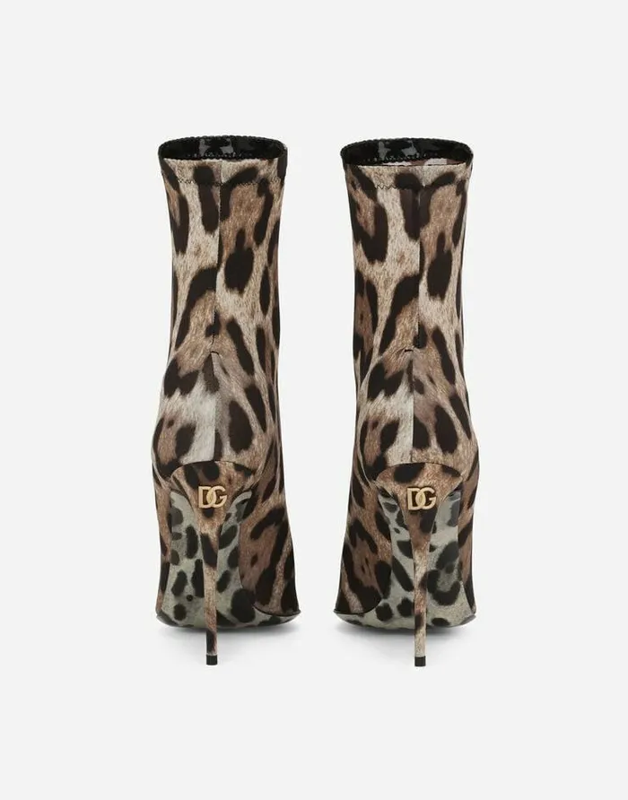 Dolce and Gabbana Boots And Booties Women KIM DOLCEandGABBANA Leopardprint Stretch Fabric Ankle Boots Animal Print Dolce and Gabbana Boots And Booties Women KIM DOLCEandGABBANA Leopardprint Stretch Fabric Ankle Boots Animal Print