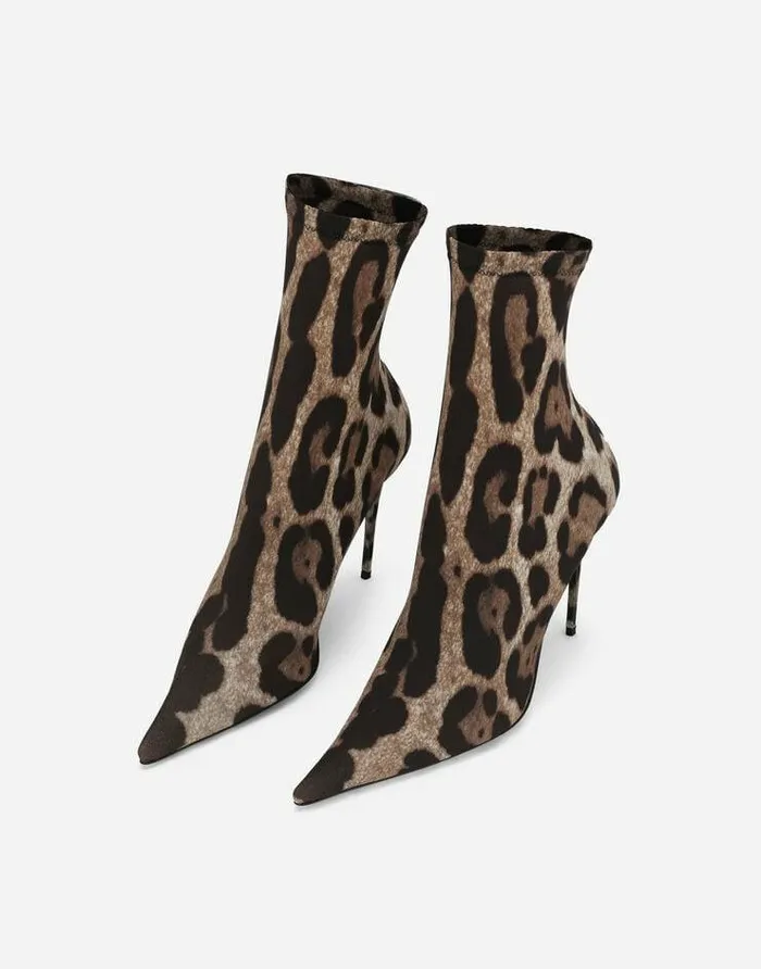 Dolce and Gabbana Boots And Booties Women KIM DOLCEandGABBANA Leopardprint Stretch Fabric Ankle Boots Animal Print Dolce and Gabbana Boots And Booties Women KIM DOLCEandGABBANA Leopardprint Stretch Fabric Ankle Boots Animal Print