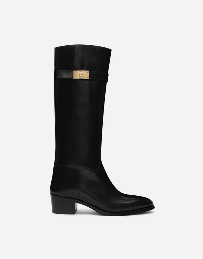 Dolce and Gabbana Boots Men Brushed Calfskin Boots Black