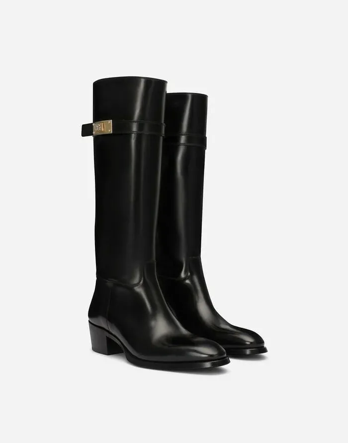 Dolce and Gabbana Boots Men Brushed Calfskin Boots Black Dolce and Gabbana Boots Men Brushed Calfskin Boots Black