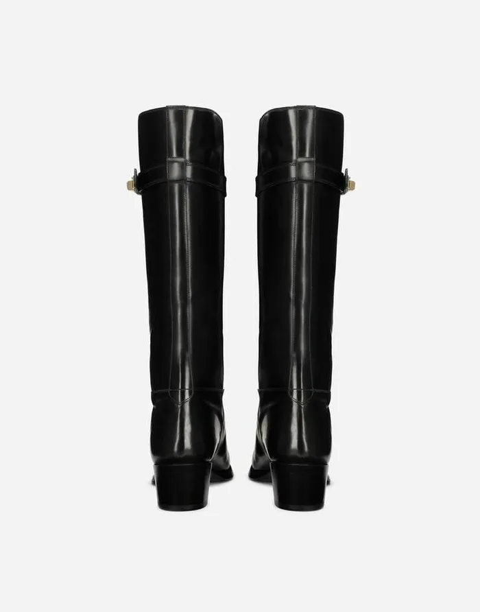 Dolce and Gabbana Boots Men Brushed Calfskin Boots Black Dolce and Gabbana Boots Men Brushed Calfskin Boots Black