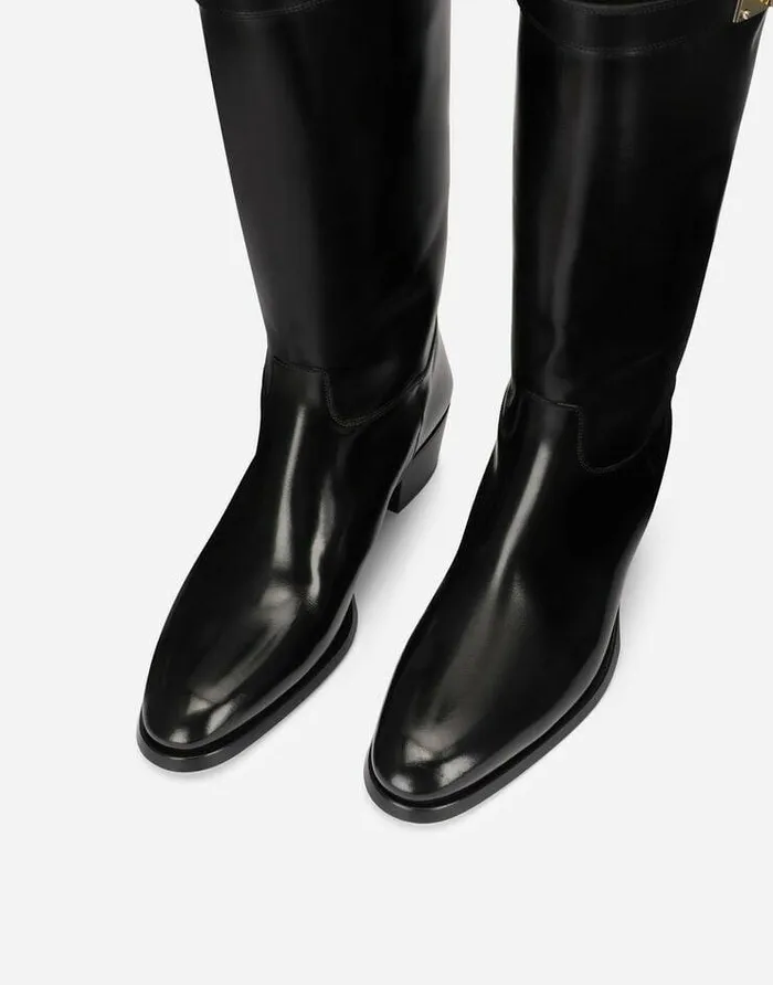 Dolce and Gabbana Boots Men Brushed Calfskin Boots Black Dolce and Gabbana Boots Men Brushed Calfskin Boots Black