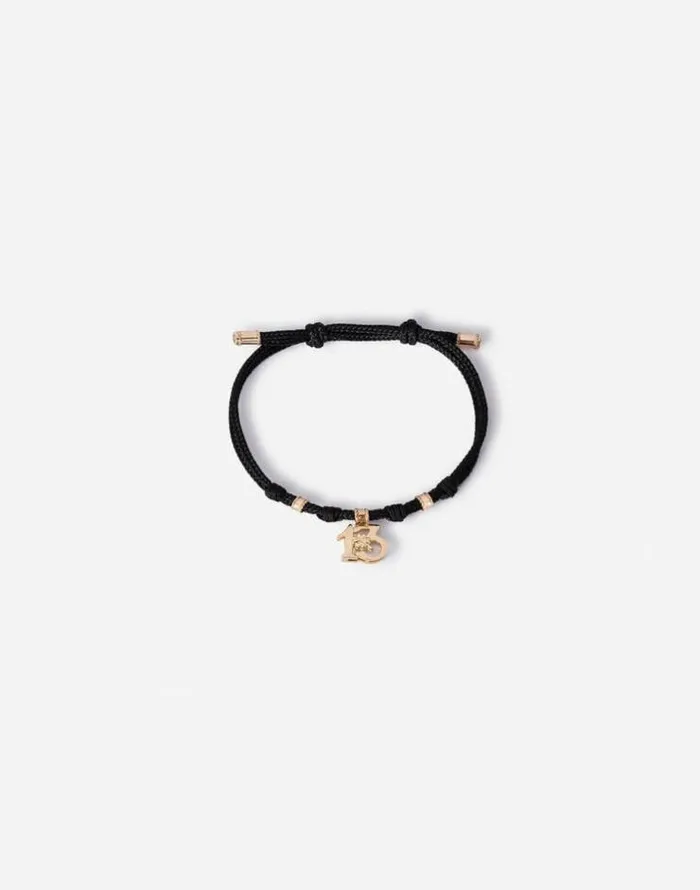 Dolce and Gabbana Bracelets Men Fabric Good Luck Bracelet With Yellow Gold Pendant Charm Gold