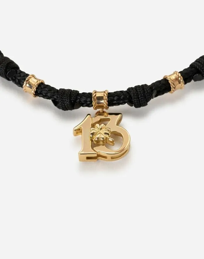 Dolce and Gabbana Bracelets Men Fabric Good Luck Bracelet With Yellow Gold Pendant Charm Gold