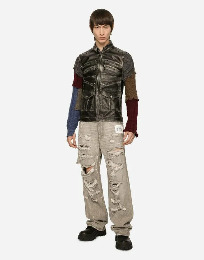 Dolce and Gabbana Coats And Jackets Men Bullskin Multizip Vest Black Dolce and Gabbana Coats And Jackets Men Bullskin Multizip Vest Black