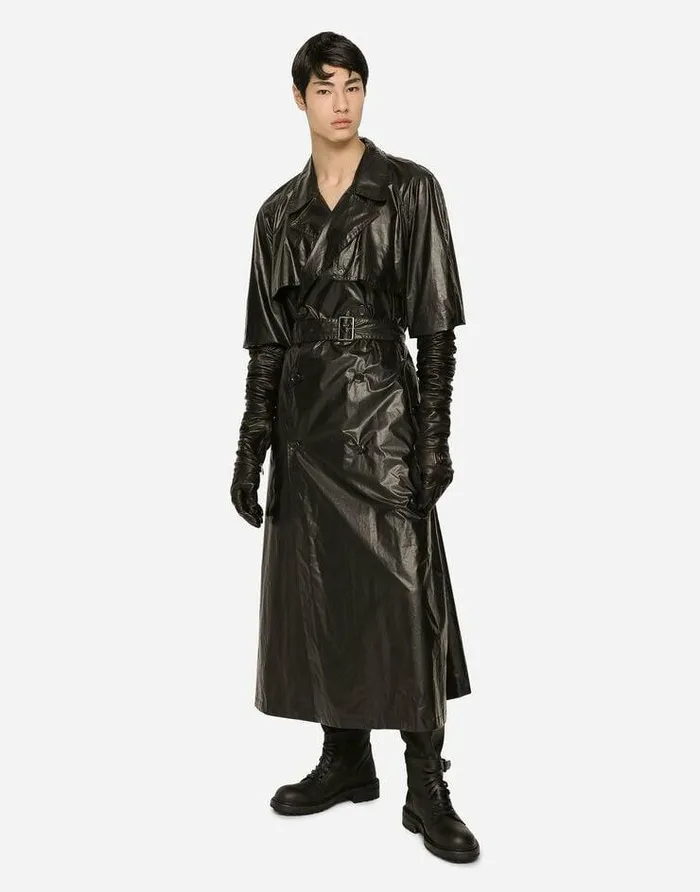 Dolce and Gabbana Coats And Jackets Men Coated Nylon Doublebreasted Trench Coat Multicolor Dolce and Gabbana Coats And Jackets Men Coated Nylon Doublebreasted Trench Coat Multicolor