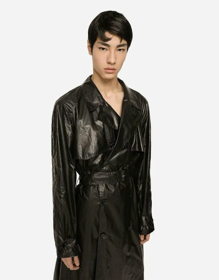Dolce and Gabbana Coats And Jackets Men Coated Nylon Doublebreasted Trench Coat Multicolor Dolce and Gabbana Coats And Jackets Men Coated Nylon Doublebreasted Trench Coat Multicolor