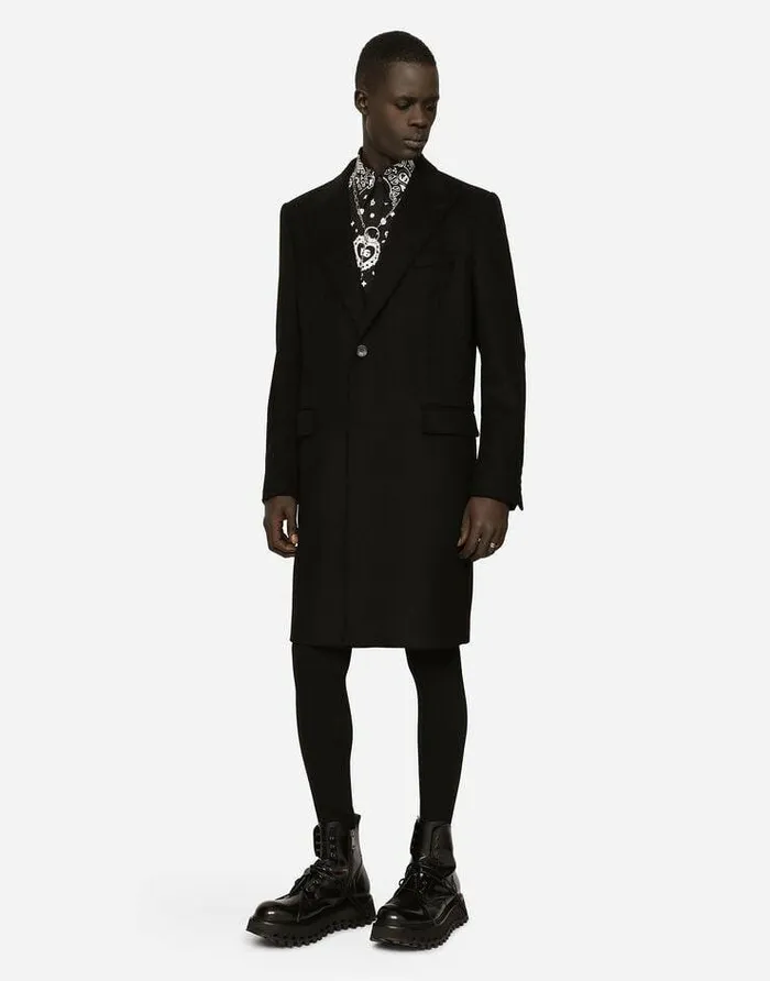 Dolce and Gabbana Coats And Jackets Men Deconstructed Singlebreasted Wool Coat Black Dolce and Gabbana Coats And Jackets Men Deconstructed Singlebreasted Wool Coat Black