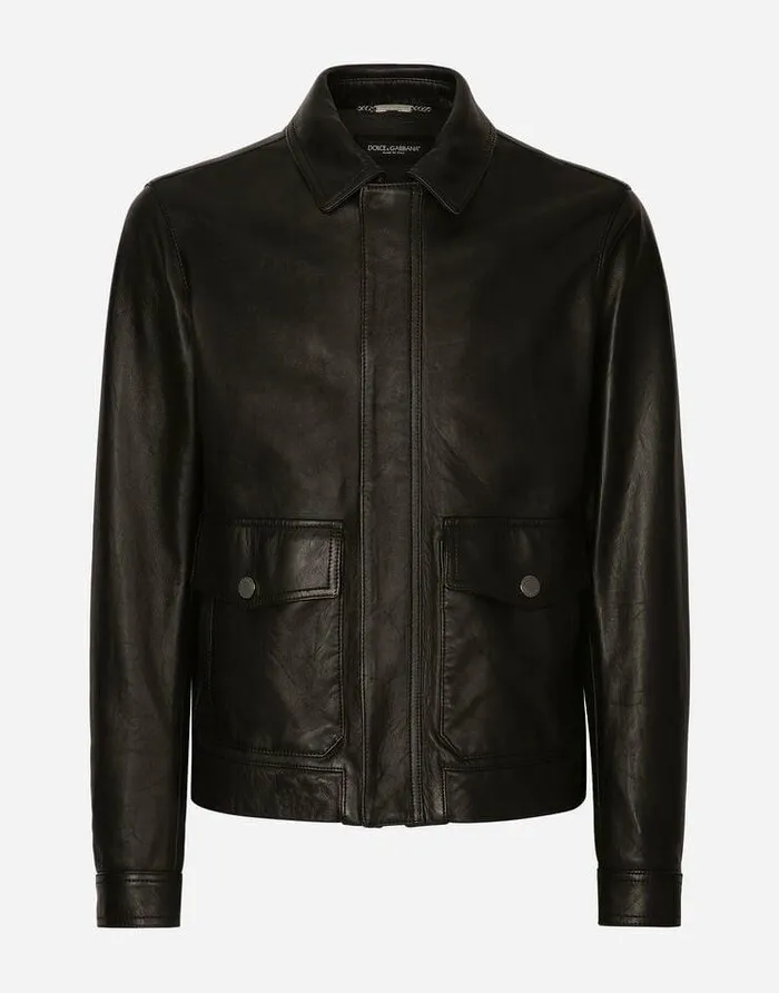 Dolce and Gabbana Coats And Jackets Men Leather Jacket Black