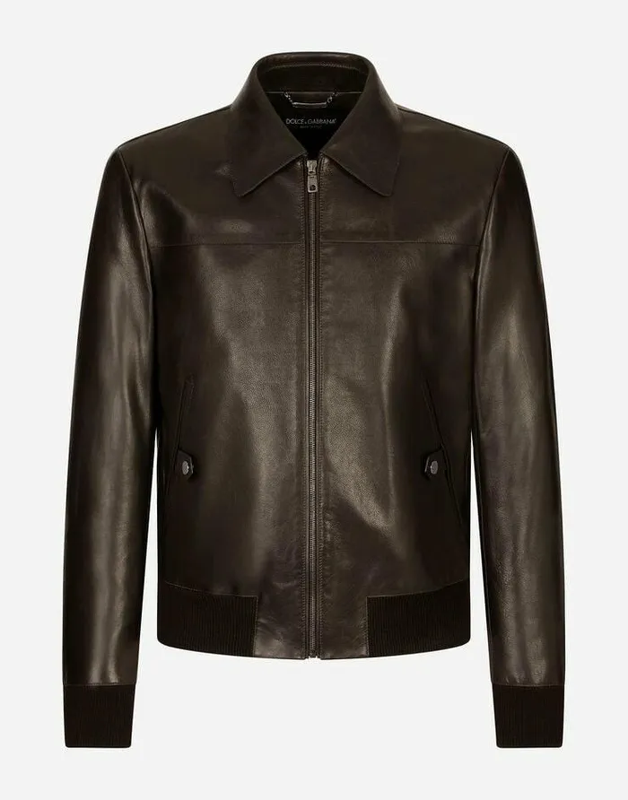 Dolce and Gabbana Coats And Jackets Men Leather Jacket Brown