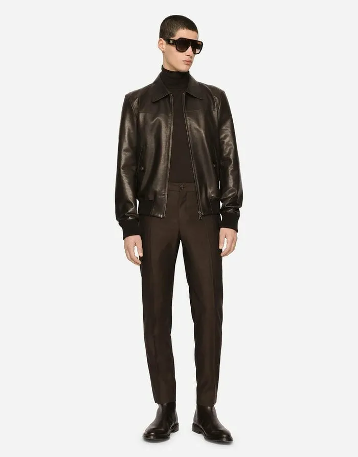 Dolce and Gabbana Coats And Jackets Men Leather Jacket Brown Dolce and Gabbana Coats And Jackets Men Leather Jacket Brown