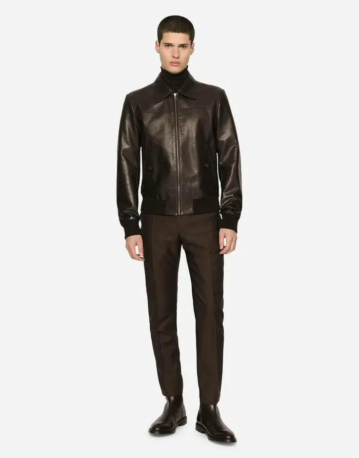 Dolce and Gabbana Coats And Jackets Men Leather Jacket Brown Dolce and Gabbana Coats And Jackets Men Leather Jacket Brown