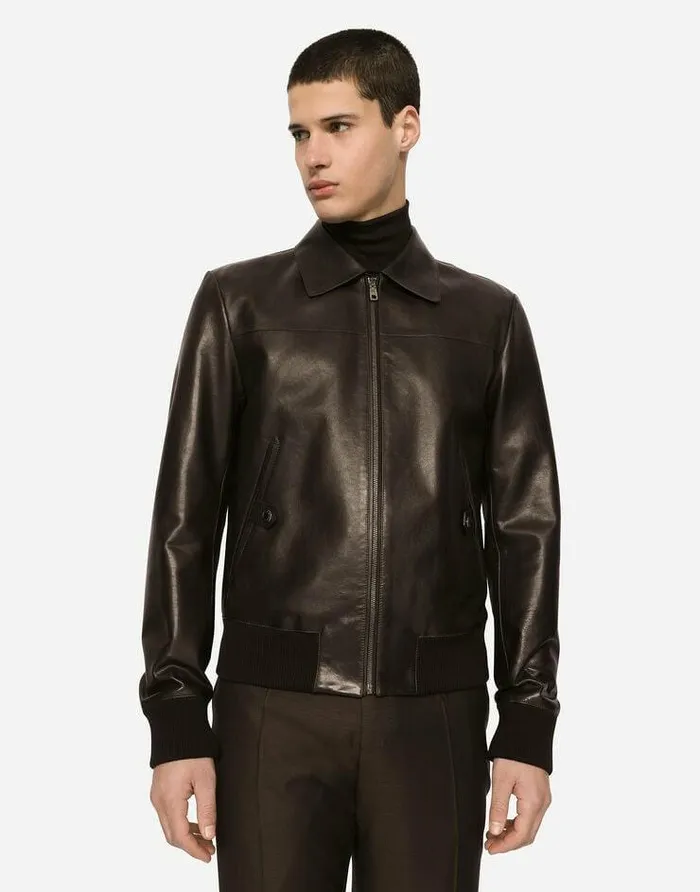 Dolce and Gabbana Coats And Jackets Men Leather Jacket Brown Dolce and Gabbana Coats And Jackets Men Leather Jacket Brown