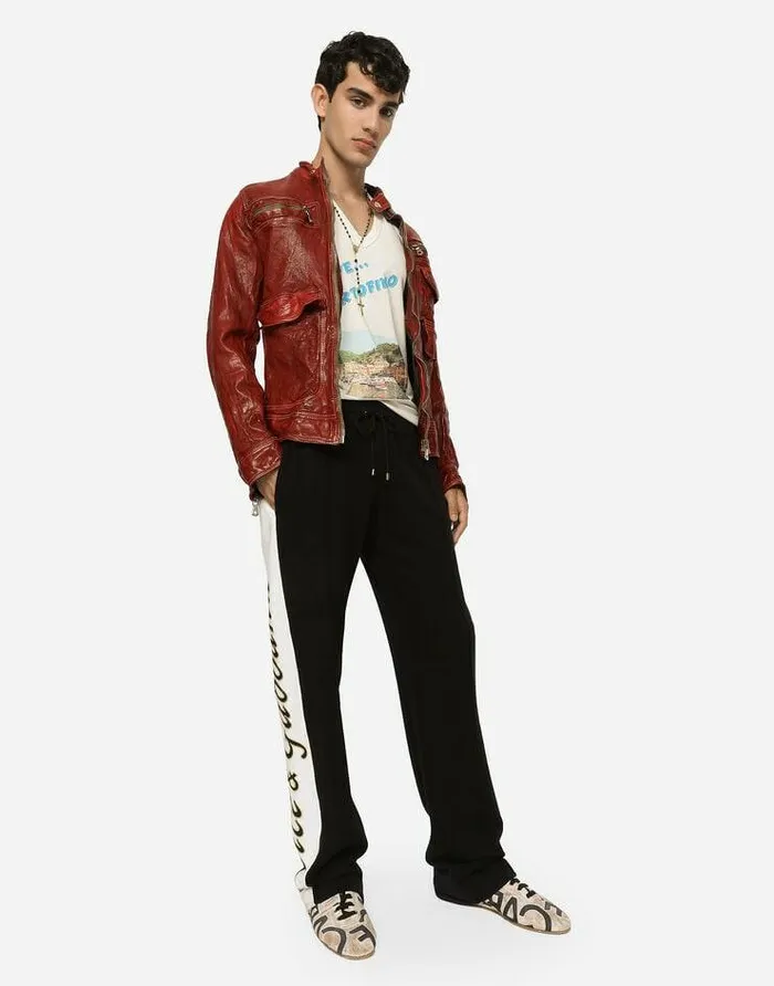 Dolce and Gabbana Coats And Jackets Men Multipocket Washed Leather Jacket Bordeaux Dolce and Gabbana Coats And Jackets Men Multipocket Washed Leather Jacket Bordeaux