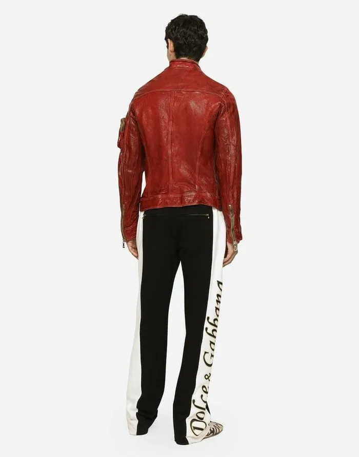 Dolce and Gabbana Coats And Jackets Men Multipocket Washed Leather Jacket Bordeaux Dolce and Gabbana Coats And Jackets Men Multipocket Washed Leather Jacket Bordeaux