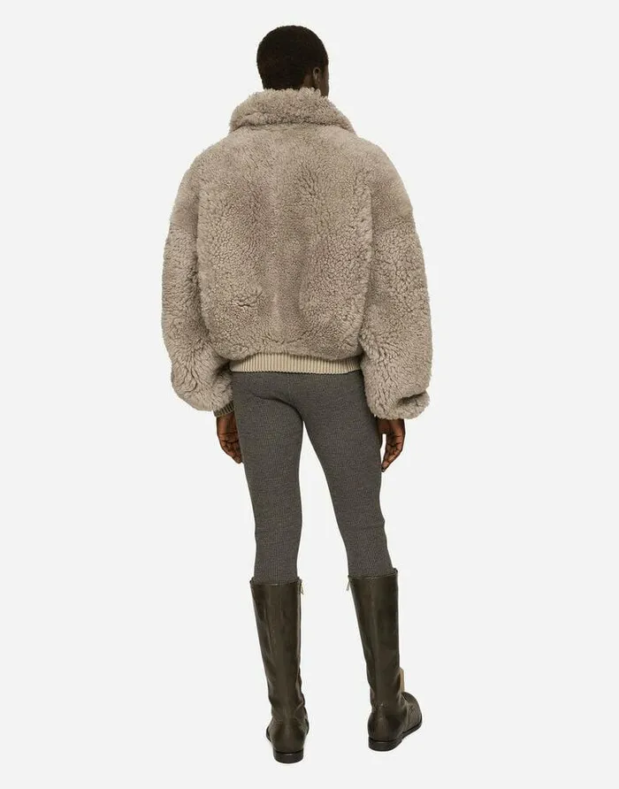 Dolce and Gabbana Coats And Jackets Men Shearling Jacket With Hood Multicolor Dolce and Gabbana Coats And Jackets Men Shearling Jacket With Hood Multicolor