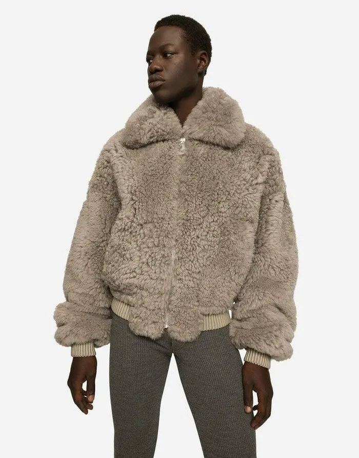 Dolce and Gabbana Coats And Jackets Men Shearling Jacket With Hood Multicolor Dolce and Gabbana Coats And Jackets Men Shearling Jacket With Hood Multicolor