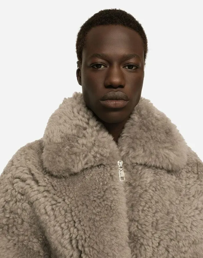 Dolce and Gabbana Coats And Jackets Men Shearling Jacket With Hood Multicolor Dolce and Gabbana Coats And Jackets Men Shearling Jacket With Hood Multicolor