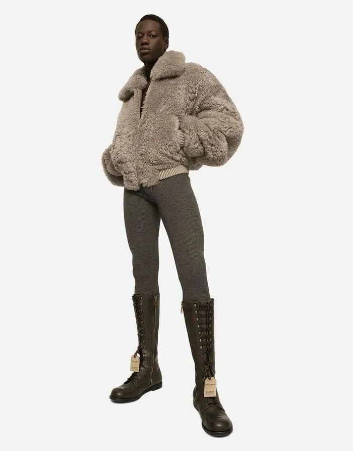 Dolce and Gabbana Coats And Jackets Men Shearling Jacket With Hood Multicolor Dolce and Gabbana Coats And Jackets Men Shearling Jacket With Hood Multicolor