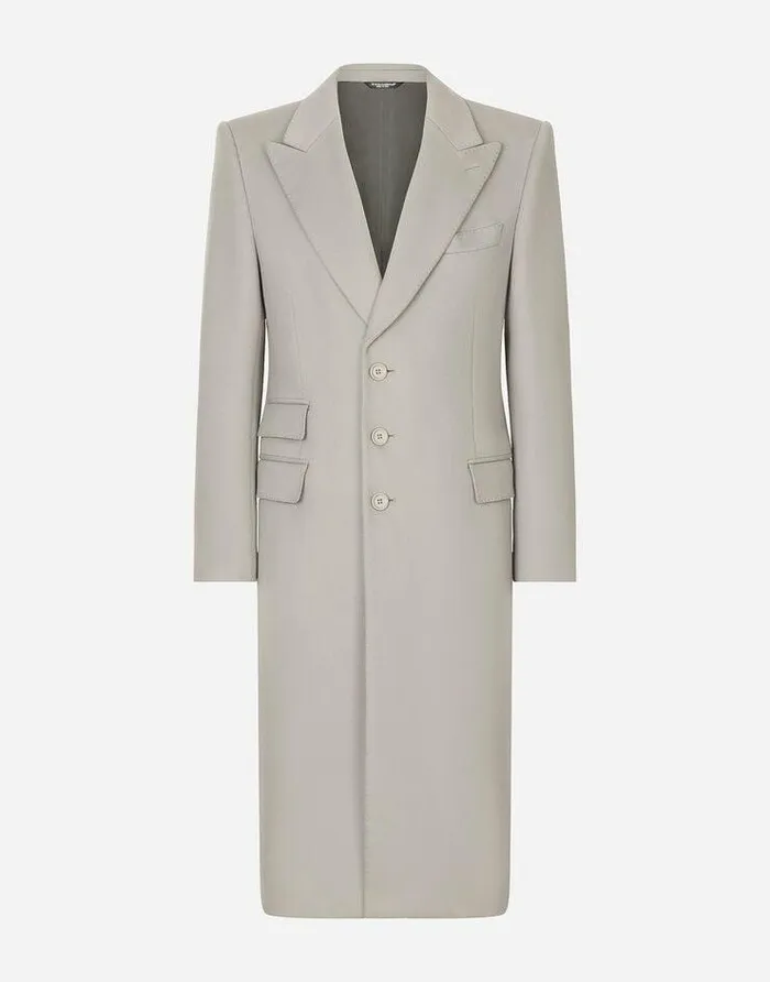 Dolce and Gabbana Coats And Jackets Men Singlebreasted Double Cashmere Coat Grey Dolce and Gabbana Coats And Jackets Men Singlebreasted Double Cashmere Coat Grey
