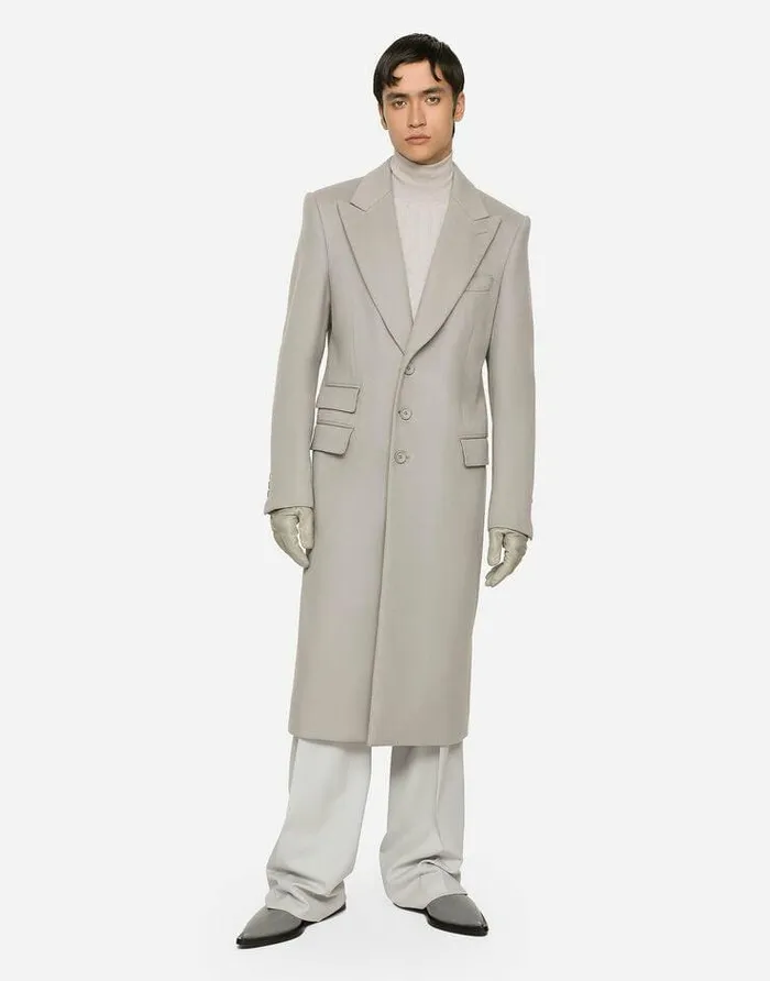 Dolce and Gabbana Coats And Jackets Men Singlebreasted Double Cashmere Coat Grey Dolce and Gabbana Coats And Jackets Men Singlebreasted Double Cashmere Coat Grey