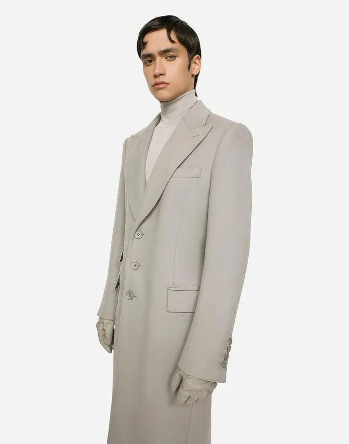 Dolce and Gabbana Coats And Jackets Men Singlebreasted Double Cashmere Coat Grey Dolce and Gabbana Coats And Jackets Men Singlebreasted Double Cashmere Coat Grey