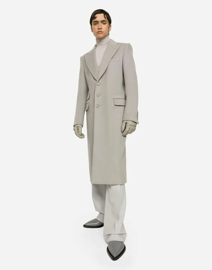 Dolce and Gabbana Coats And Jackets Men Singlebreasted Double Cashmere Coat Grey Dolce and Gabbana Coats And Jackets Men Singlebreasted Double Cashmere Coat Grey