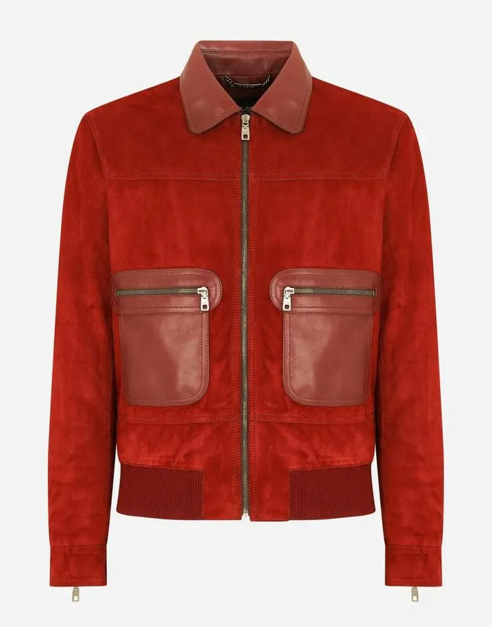 Dolce and Gabbana Coats And Jackets Men Suede Jacket Bordeaux