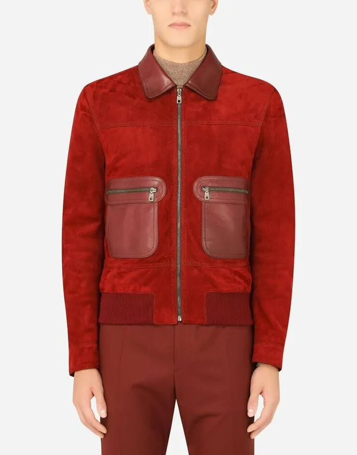 Dolce and Gabbana Coats And Jackets Men Suede Jacket Bordeaux Dolce and Gabbana Coats And Jackets Men Suede Jacket Bordeaux