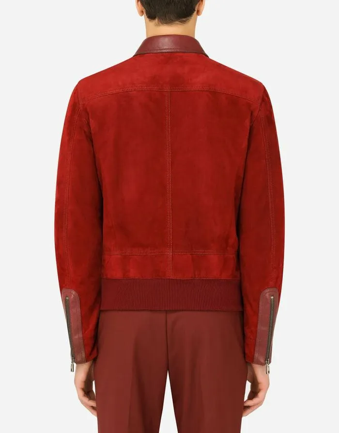Dolce and Gabbana Coats And Jackets Men Suede Jacket Bordeaux Dolce and Gabbana Coats And Jackets Men Suede Jacket Bordeaux