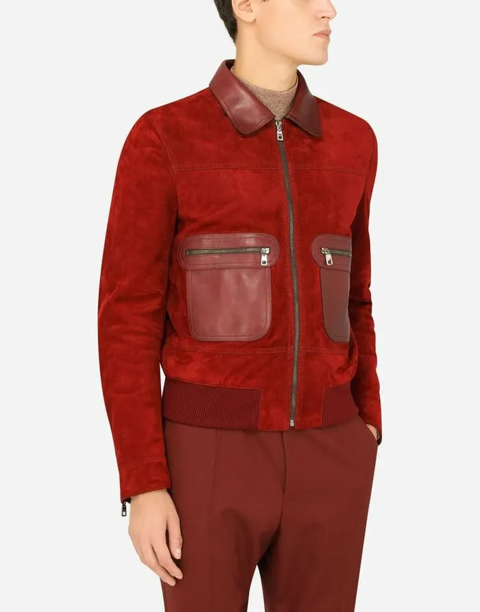 Dolce and Gabbana Coats And Jackets Men Suede Jacket Bordeaux Dolce and Gabbana Coats And Jackets Men Suede Jacket Bordeaux