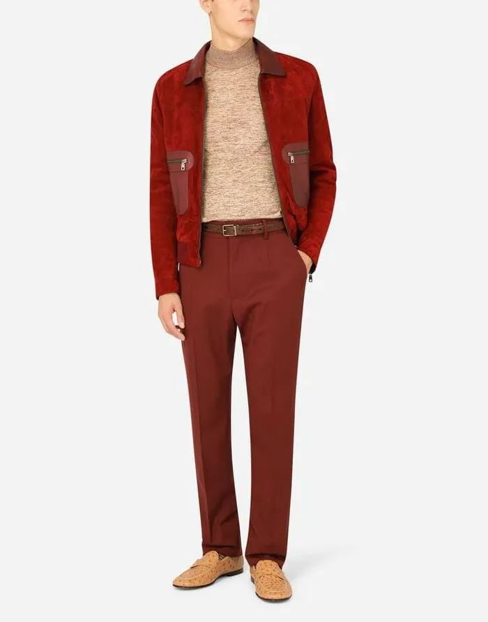 Dolce and Gabbana Coats And Jackets Men Suede Jacket Bordeaux Dolce and Gabbana Coats And Jackets Men Suede Jacket Bordeaux