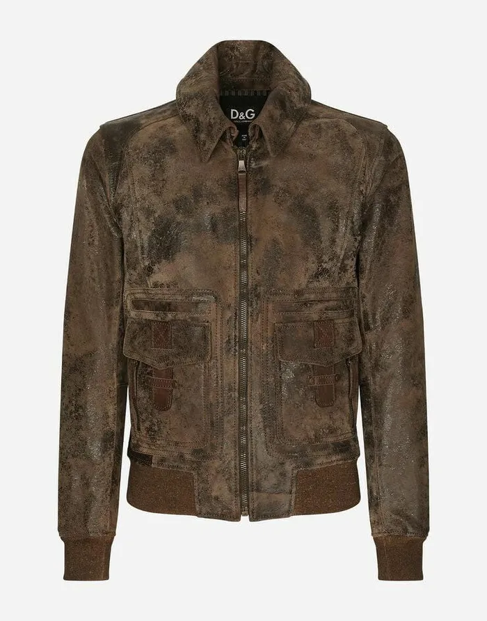 Dolce and Gabbana Coats And Jackets Men Vintage Suede Jacket Multicolor