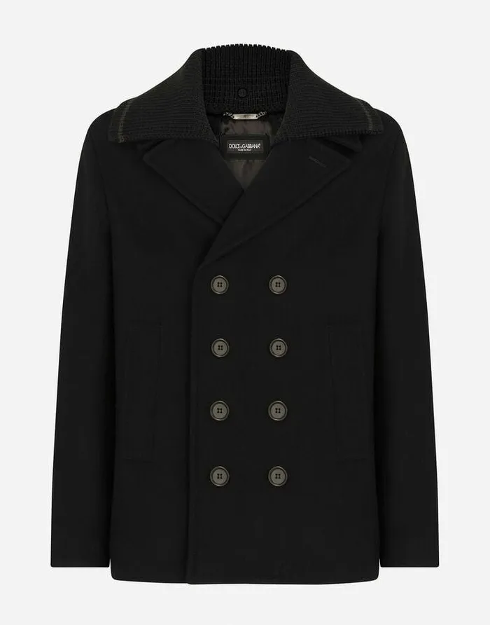 Dolce and Gabbana Coats And Jackets Men Wool And Cashmere Peacoat Black