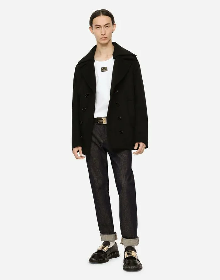 Dolce and Gabbana Coats And Jackets Men Wool And Cashmere Peacoat Black Dolce and Gabbana Coats And Jackets Men Wool And Cashmere Peacoat Black