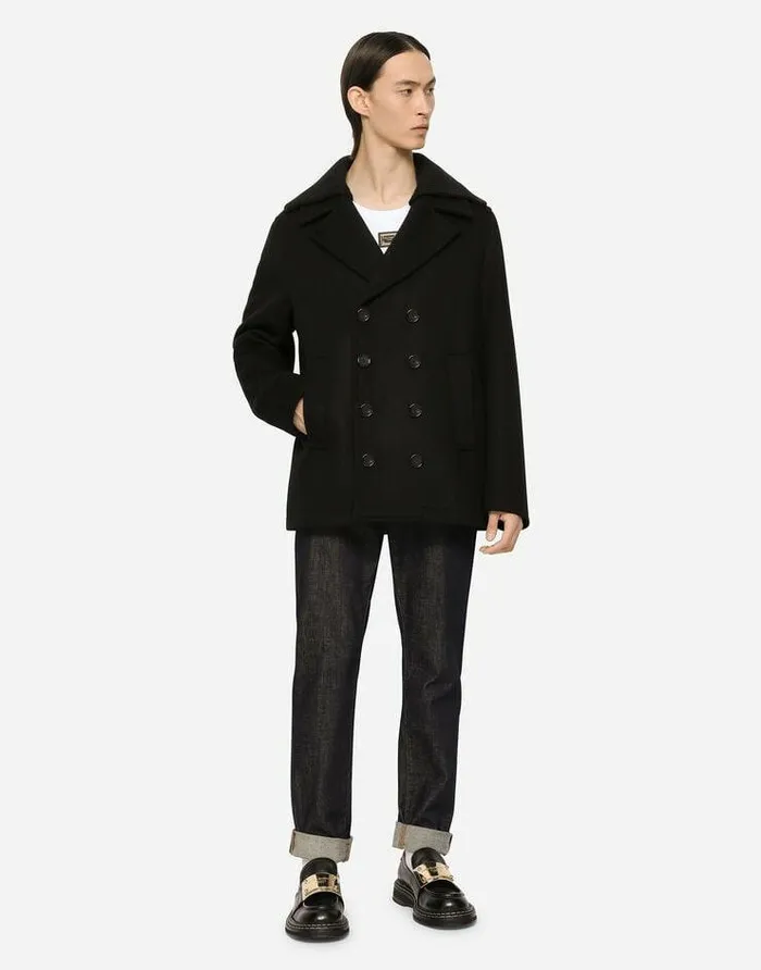 Dolce and Gabbana Coats And Jackets Men Wool And Cashmere Peacoat Black Dolce and Gabbana Coats And Jackets Men Wool And Cashmere Peacoat Black