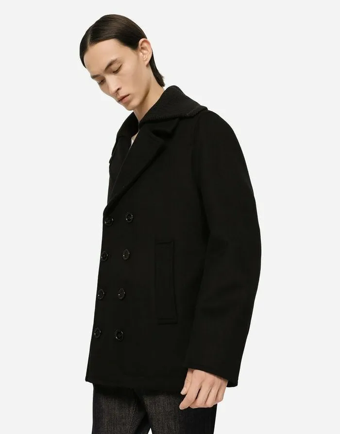Dolce and Gabbana Coats And Jackets Men Wool And Cashmere Peacoat Black Dolce and Gabbana Coats And Jackets Men Wool And Cashmere Peacoat Black