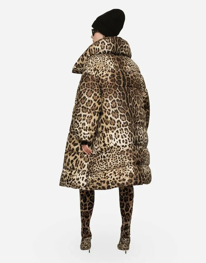 Dolce and Gabbana Coats And Jackets Women Long Leopardprint Nylon Jacket Animal Print Dolce and Gabbana Coats And Jackets Women Long Leopardprint Nylon Jacket Animal Print