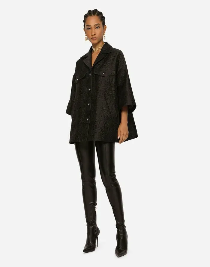Dolce and Gabbana Coats And Jackets Women Short Floral Jacquard Cape Black Dolce and Gabbana Coats And Jackets Women Short Floral Jacquard Cape Black