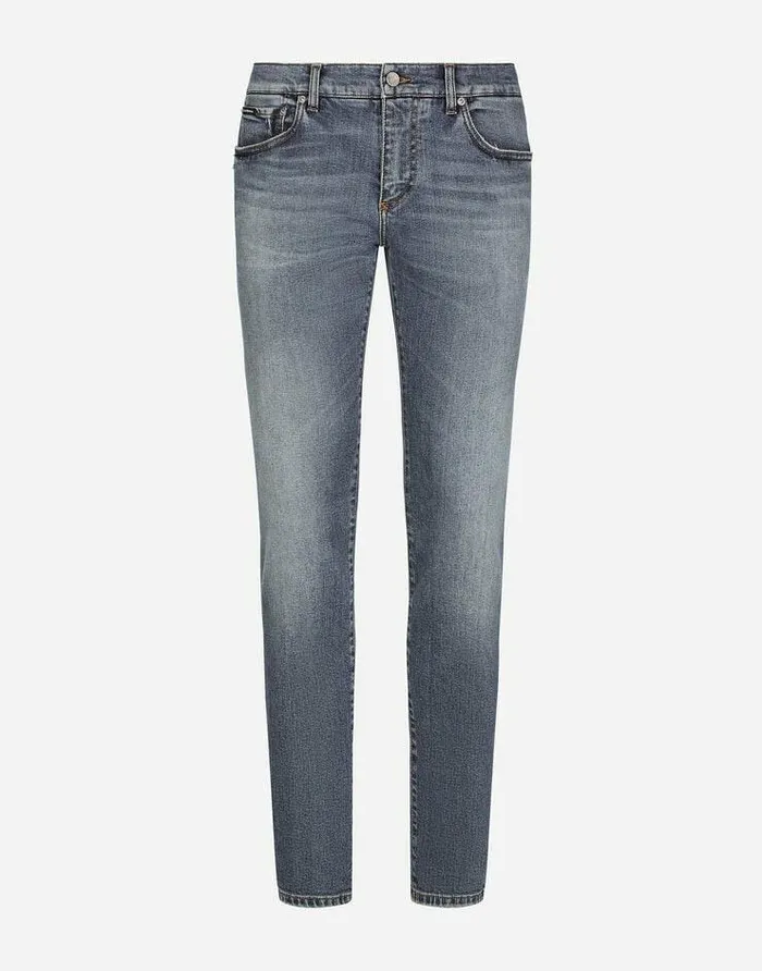 Dolce and Gabbana Denim Men Light Blue Skinny Stretch Jeans With Whiskering Multicolor Dolce and Gabbana Denim Men Light Blue Skinny Stretch Jeans With Whiskering Multicolor