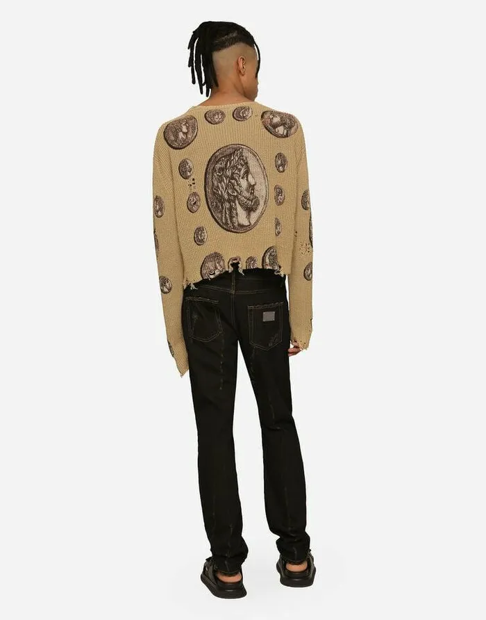 Dolce and Gabbana Denim Men Overdyed Regular Fit Jeans With Subtle Abrasions Multicolor Dolce and Gabbana Denim Men Overdyed Regular Fit Jeans With Subtle Abrasions Multicolor