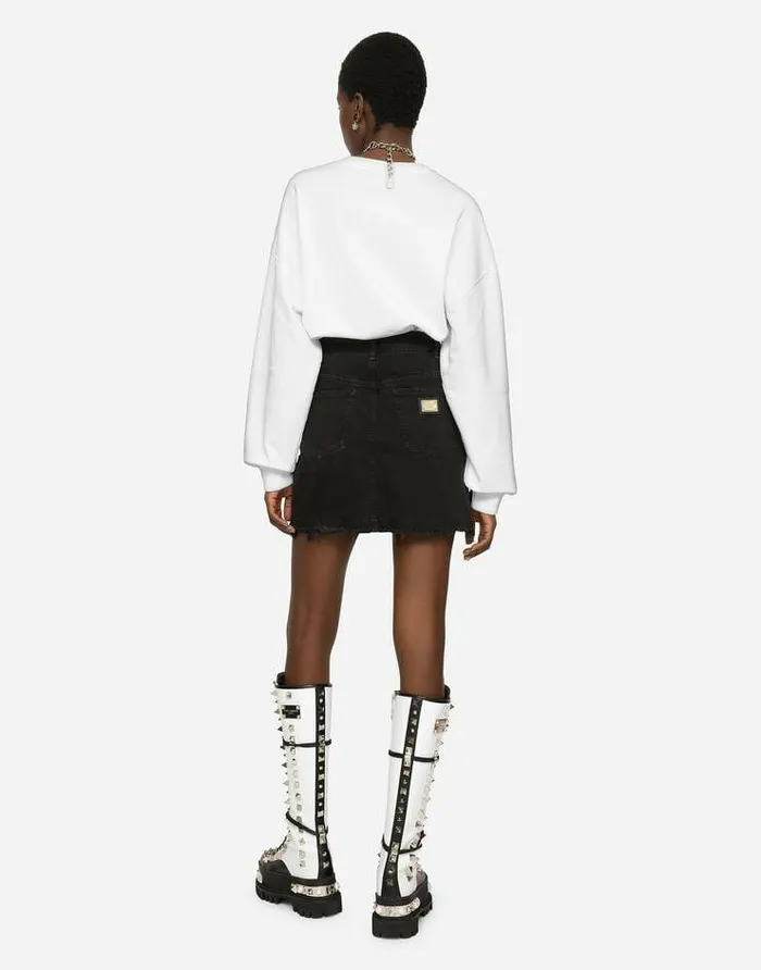Dolce and Gabbana Denim Women Studded Denim Miniskirt Multicolor Dolce and Gabbana Denim Women Studded Denim Miniskirt Multicolor