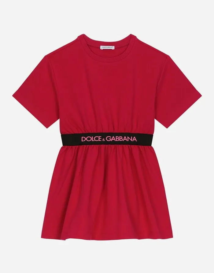 Dolce and Gabbana Dresses Children Interlock Dress With Branded Elastic Fuchsia Dolce and Gabbana Dresses Children Interlock Dress With Branded Elastic Fuchsia