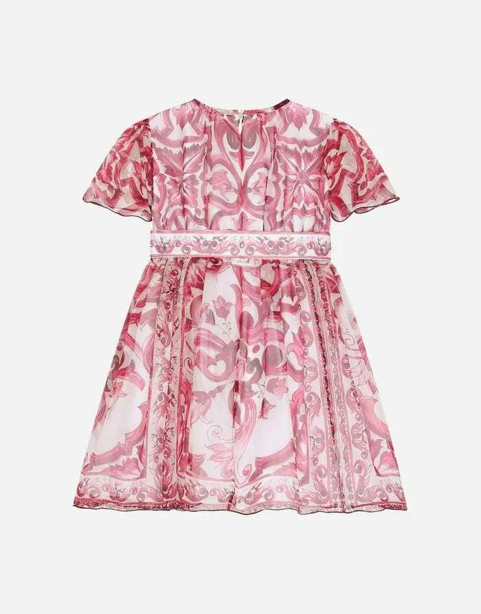 Dolce and Gabbana Dresses Children Majolicaprint Chiffon Midi Dress Multicolor Dolce and Gabbana Dresses Children Majolicaprint Chiffon Midi Dress Multicolor