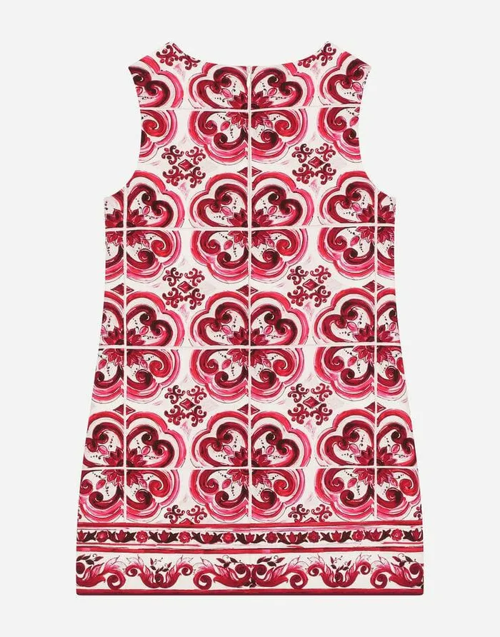 Dolce and Gabbana Dresses Children Short Majolicaprint Cady Dress Multicolor Dolce and Gabbana Dresses Children Short Majolicaprint Cady Dress Multicolor