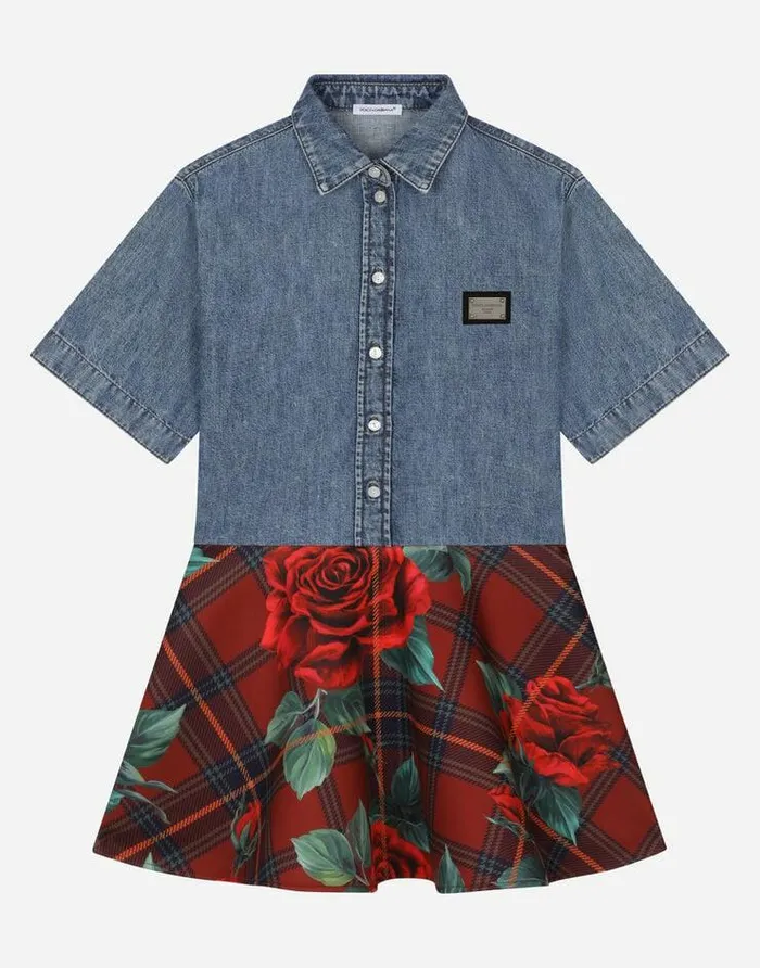 Dolce and Gabbana Dresses Children Shortsleeved Dress With Circle Skirt Multicolor Dolce and Gabbana Dresses Children Shortsleeved Dress With Circle Skirt Multicolor